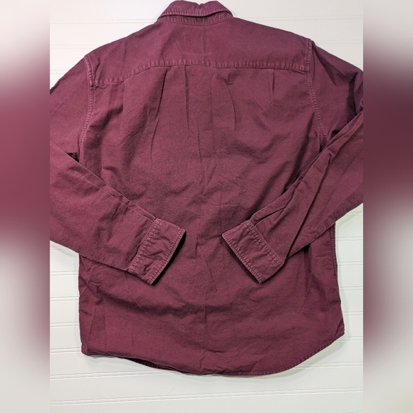 AEO Burgundy Flannel Burton Down Shirt - Picture 2 of 4